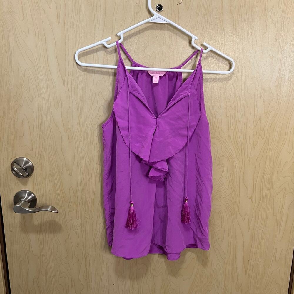 Lilly Pulitzer Lachelle 100% Silk Top Pink Purple XS